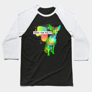 Chihuahua Reality Vaporwave Party Techno Glitch Baseball T-Shirt